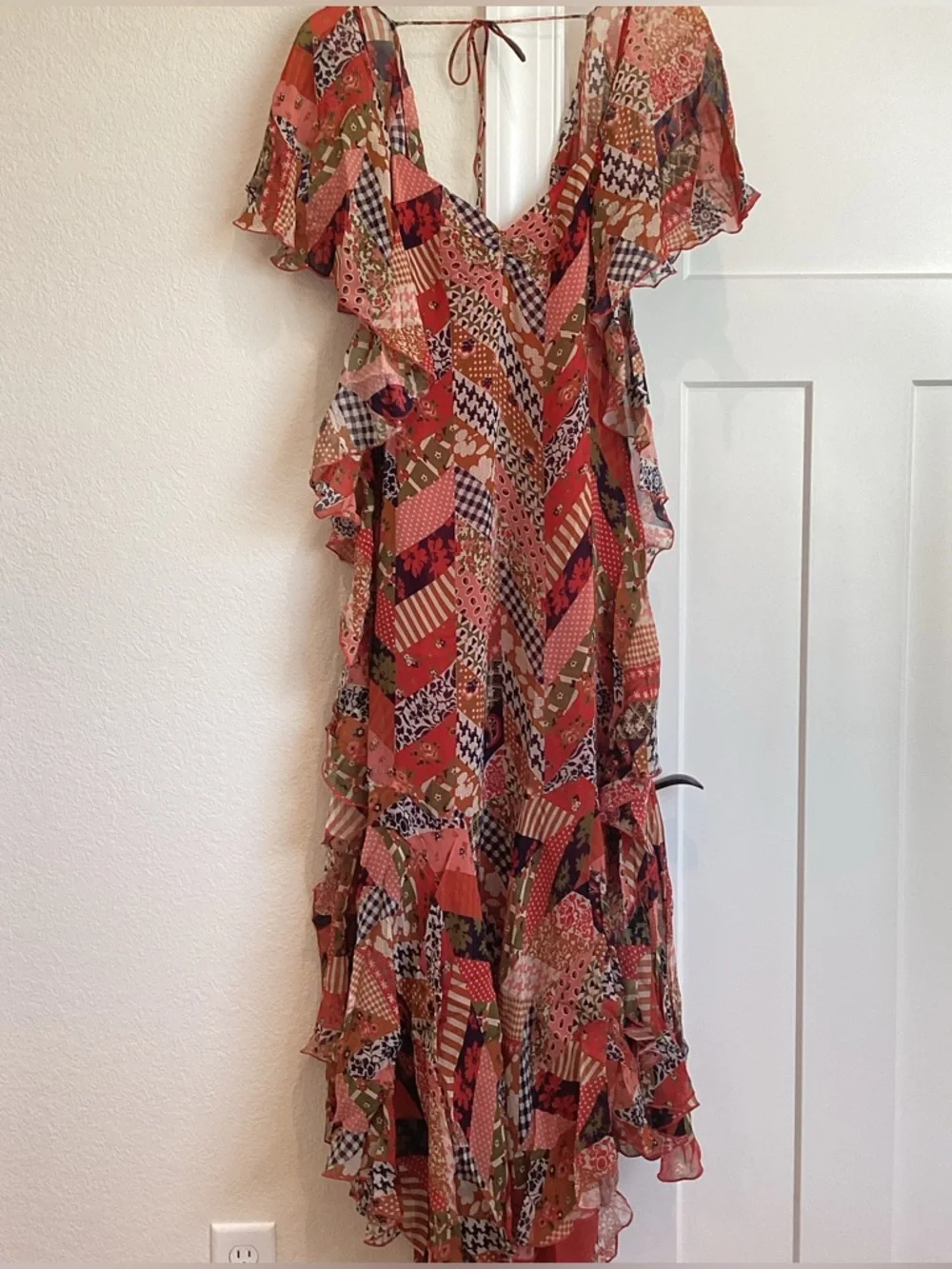 Love The Label Belinda Asymmetrical Ruffle Dress Anthropologie Boho NEW Medium